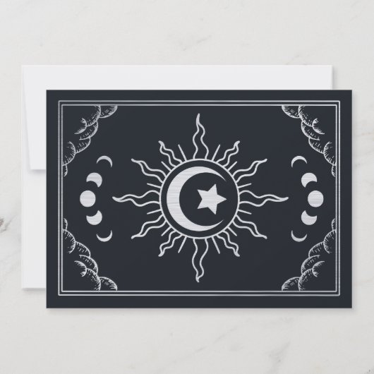 Silver Elegant Tarot Card Wedding RSVP Kaart (Achterkant)