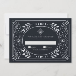 Silver Elegant Tarot Card Wedding RSVP Kaart