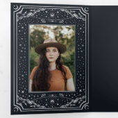 Silver Elegant Tarot Foto Graduation Party Drieluik Uitnodiging (Binnenzijde eerst)