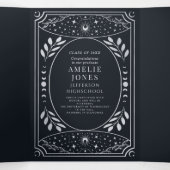 Silver Elegant Tarot Foto Graduation Party Drieluik Uitnodiging (Binnenkant midden)