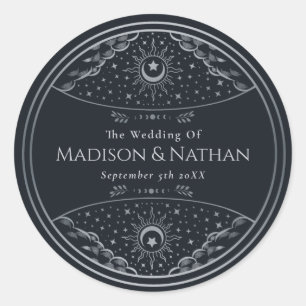 Silver Elegant Tarot Wedding Classic Round Sticker