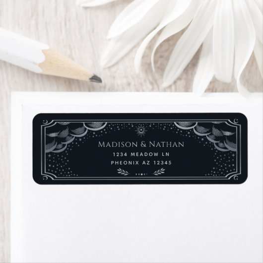 Silver Elegant Tarot Wedding Label (Insitu)