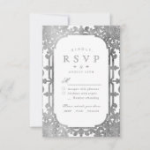 Silver elegant vintage bruiloft RSVP (Voorkant)