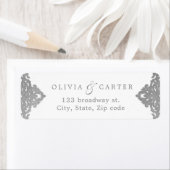 Silver elegant vintage trouwadres etiket (Insitu)