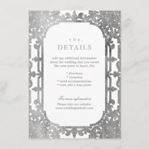 Silver elegant  vintage trouwgegevens informatiekaartje