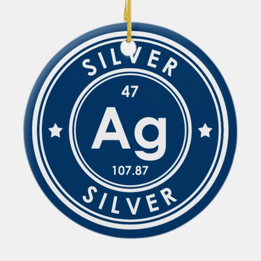 Silver Element Blue Keramisch Ornament (Achterkant)