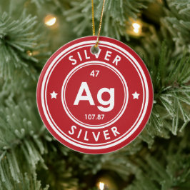 Silver Element Rood Keramisch Ornament