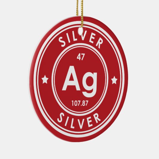 Silver Element Rood Keramisch Ornament (Rechts)