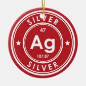 Silver Element Rood Keramisch Ornament (Voorkant)