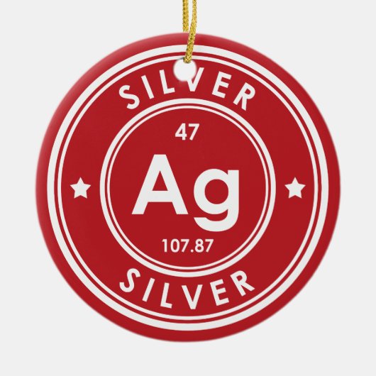 Silver Element Rood Keramisch Ornament (Voorkant)