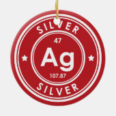 Silver Element Rood Keramisch Ornament (Achterkant)