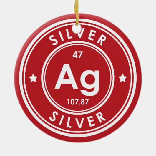 Silver Element Rood Keramisch Ornament (Achterkant)