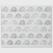 Silver Elephants Baby shower Boy Girl Gray Cadeaupapier (Vlak)