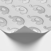 Silver Elephants Baby shower Boy Girl Gray Cadeaupapier (Hoek)