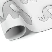 Silver Elephants Baby shower Boy Girl Gray Cadeaupapier (Rol Hoek)