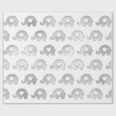 Silver Elephants Baby shower Boy Gray White Cadeaupapier (Vlak)