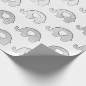 Silver Elephants Baby shower Boy Gray White Cadeaupapier (Hoek)