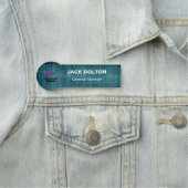 Silver Emblem Employee Name Badge met Eigen Logo (In situ)