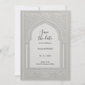 Silver Embossed Floral Arch Wedding save the date Kaart (Voorkant)