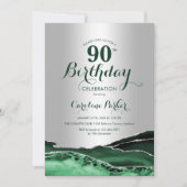 Silver Emerald Green Agate Marble 90e verjaardag Kaart (Voorkant)