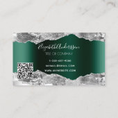 Silver emerald green agate marble logo QR code Visitekaartje (Achterkant)