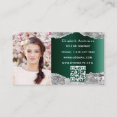 Silver emerald green agate marmer QR code foto Visitekaartje (Achterkant)