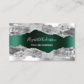 Silver emerald green agate marmer QR code foto Visitekaartje (Voorkant)