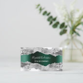 Silver emerald green agate marmer QR code Visitekaartje (Staand voorkant)