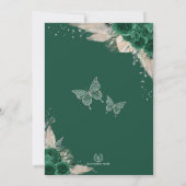 Silver Emerald Green Boho Rozen Quinceañera Party Kaart (Achterkant)