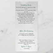 Silver Emerald Green snewflakes winterbruiloft Programmakaart (Achterkant)