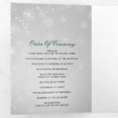 Silver Emerald Green Snowflake Winter Wedding Drieluik Programma (Binnenzijde eerst)