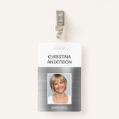 Silver Employee - Naam Foto Corporate Metallic Badge (Voorkant met clip)
