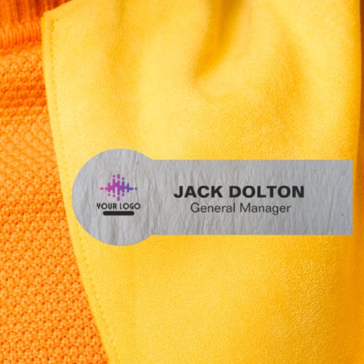 Silver Employee Name Badge met Custom Logo