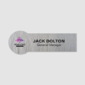 Silver Employee Name Badge met Custom Logo (Voorkant)