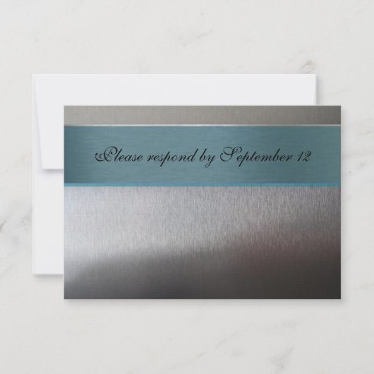 Silver en Aqua Blue, met envelop RSVP Kaartje (Voorkant)