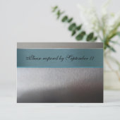 Silver en Aqua Blue, met envelop RSVP Kaartje (Staand voorkant)