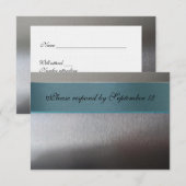 Silver en Aqua Blue, met envelop RSVP Kaartje (Voorkant / Achterkant)