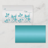 Silver en Aqua Floral Plaatskaarten Plaatskaartje (Voorkant / Achterkant)