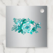 Silver en Aqua Rozen Bruiloft Dank u Bedankjes Labels (Achterkant)