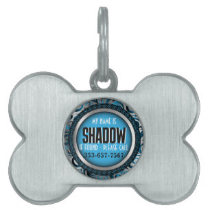 Silver en Baby Blue   ID-tag van pakket personalis Huisdieren Naamplaatje