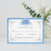 Silver en Bahama Blue Rozen Elegant RSVP-kaart RSVP Kaartje (Staand voorkant)