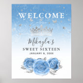 Silver en Bahama Blue Rozen Welcome Party Poster (Voorkant)