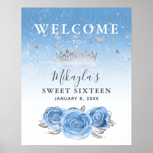 Silver en Bahama Blue Rozen Welcome Party Poster (Voorkant)