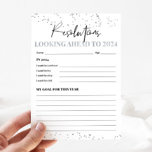 Silver en Black 2024 Nieuwjaarsresoluties Kaarten