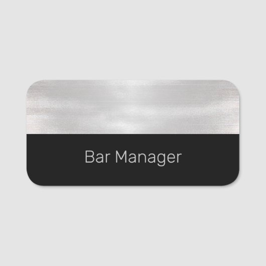 Silver en Black 4 Business Employee Name Tag (Voorkant)