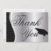 Silver en Black Afstuderen Dank u Bedankkaart (Voorkant)