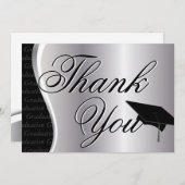 Silver en Black Afstuderen Dank u Bedankkaart (Voorkant / Achterkant)