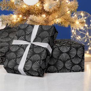 Silver- en Black Art Deco-patroon Cadeaupapier