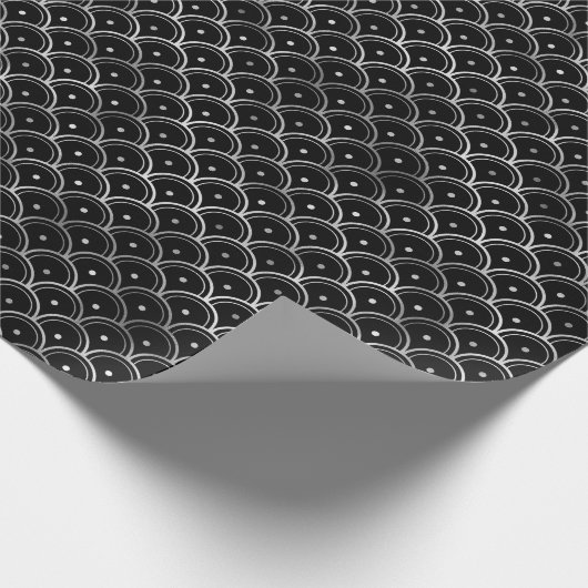 Silver- en Black Art Deco-patroon Cadeaupapier (Hoek)