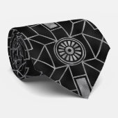 Silver- en Black Art-Deco-patroon Stropdas (Opgerold)